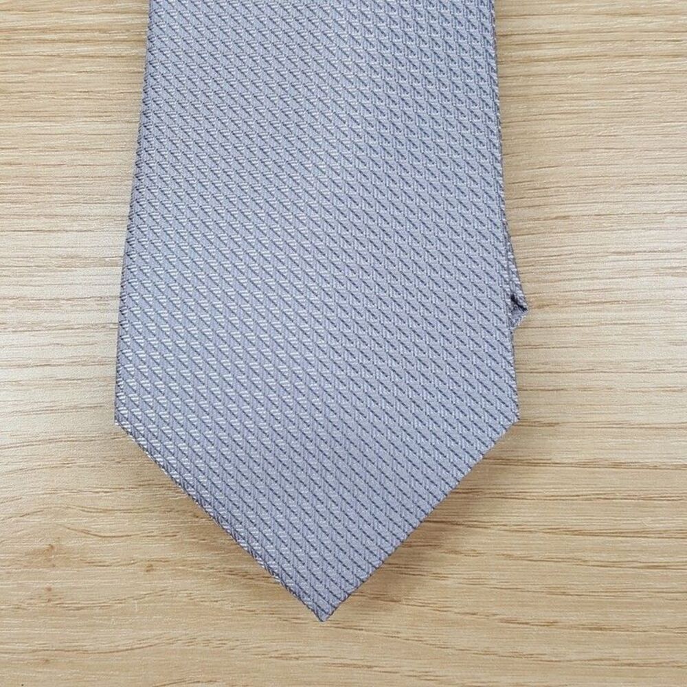 CALVIN KLEIN Mens Neck Tie Gray Textured Silk Blend Classic Pointed